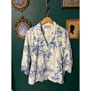 Tuckernuck Margot Tropical Print Sz XL 3/4 Sleeve Blouse